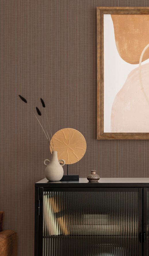 Vinyl Wall Covering Invinci Linea Cinnamon Room Scene