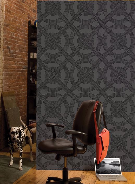 Vinyl Wall Covering Len-Tex Contract Axis Midnight Black Room Scene