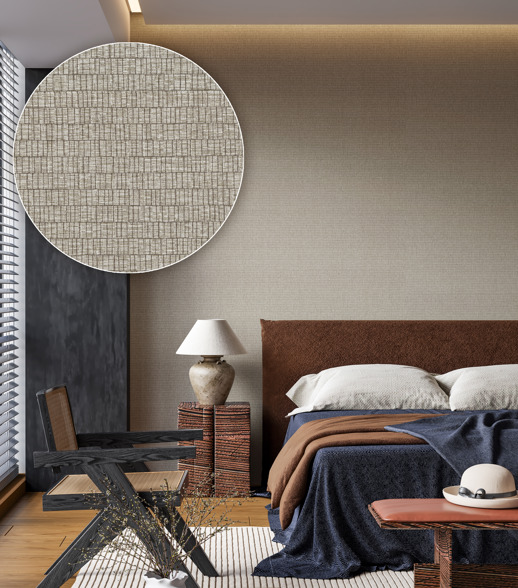 Vinyl Wall Covering Len-Tex Contract Nikau Coconut Room Scene