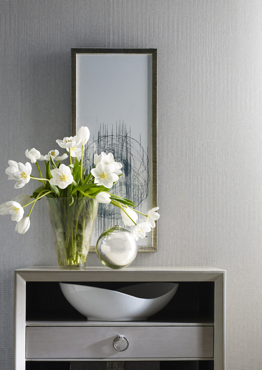 Vinyl Wall Covering Natural Textiles 1 Cruz Pearly White Room Scene