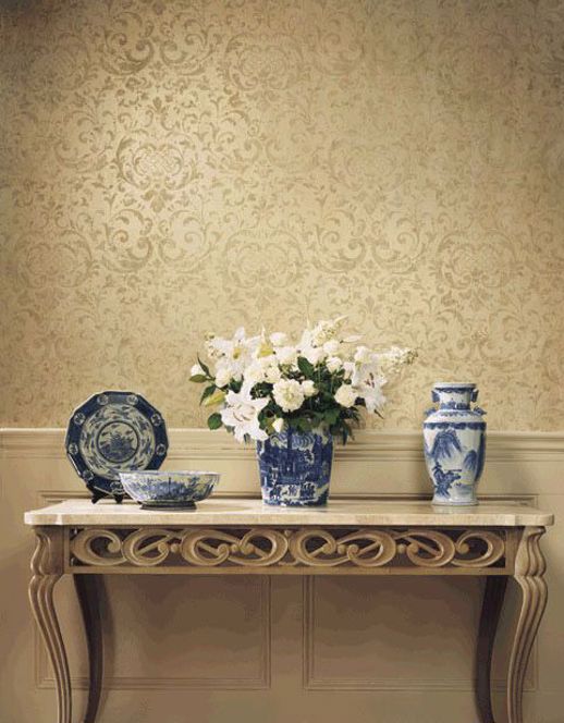 Specialty Wallcovering Opulence Augustine Bisque Room Scene