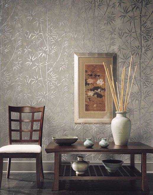 Specialty Wallcovering Opulence Bamboo Goldrush Room Scene