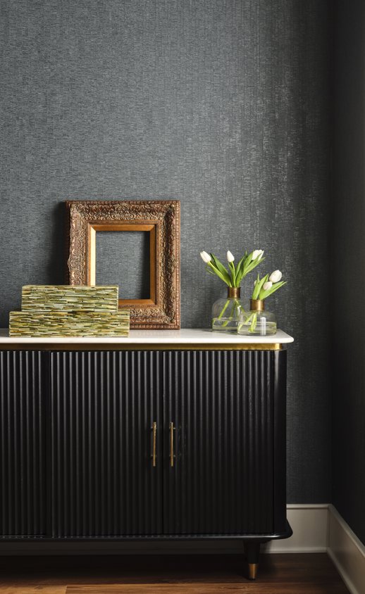 Vinyl Wall Covering Veridia Arvella LAGOON Room Scene