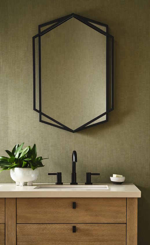 Vinyl Wall Covering Veridia Gallway OLIVE Room Scene
