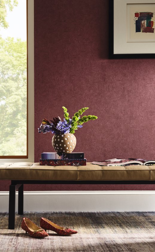Vinyl Wall Covering Veridia Klee CHERRY BLOSSOM Room Scene