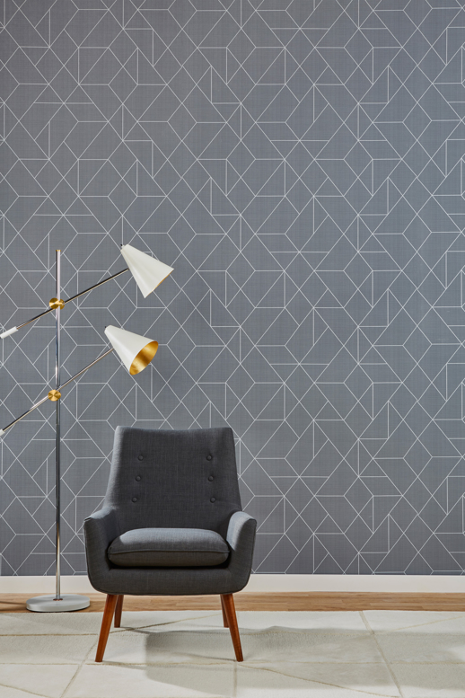 Vinyl Wall Covering Vycon Contract Angles Max Silver Satin Room Scene
