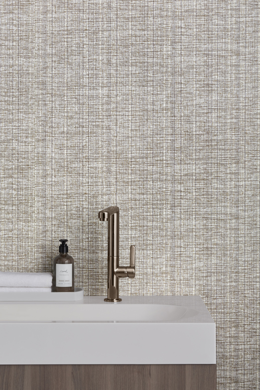 Vinyl Wall Covering Vycon Contract Bobbin' Weave Shale Shimmer Room Scene