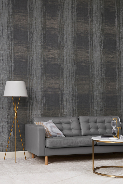 Vinyl Wall Covering Vycon Contract Fresh Plaid Cool Grey Room Scene