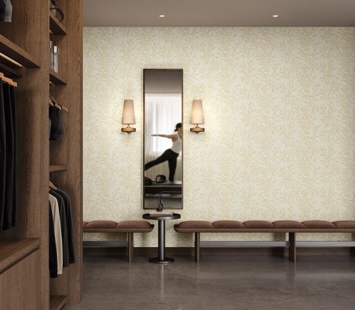 Vinyl Wall Covering Vycon Contract Heirloom Foliage ELEGANT WHITE Room Scene