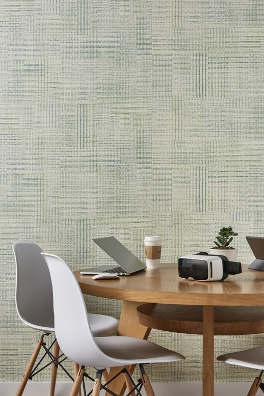 Vinyl Wall Covering Vycon Contract Panache Plaid Cleanly Chic Room Scene