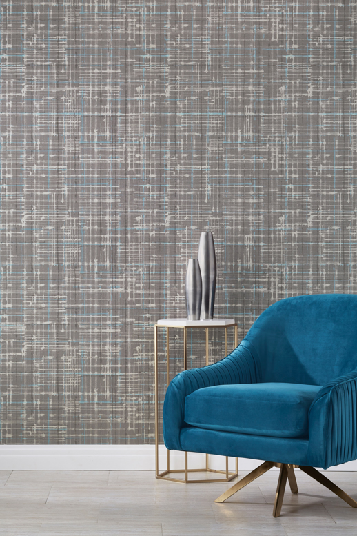 Vinyl Wall Covering Genon Contract Plaidish Indigo Surprise Room Scene